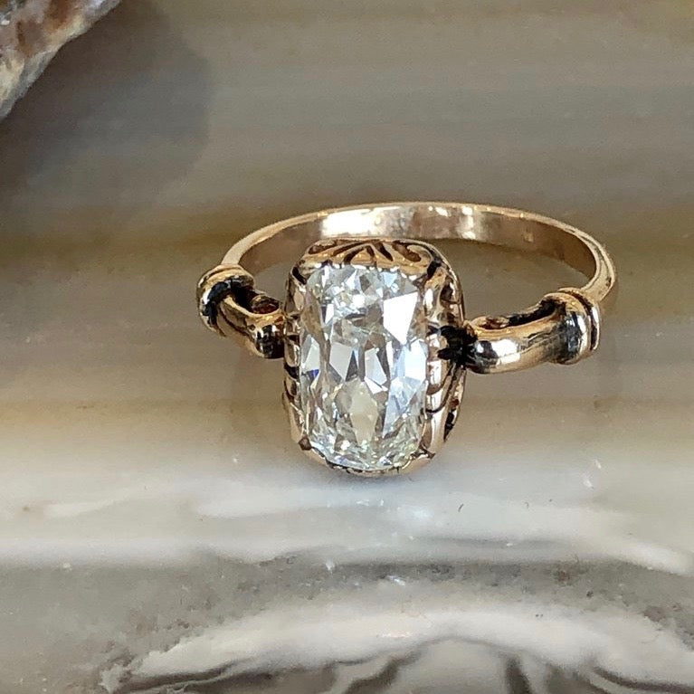 Antique Victorian Engagement Ring with Transition Cut Diamond
